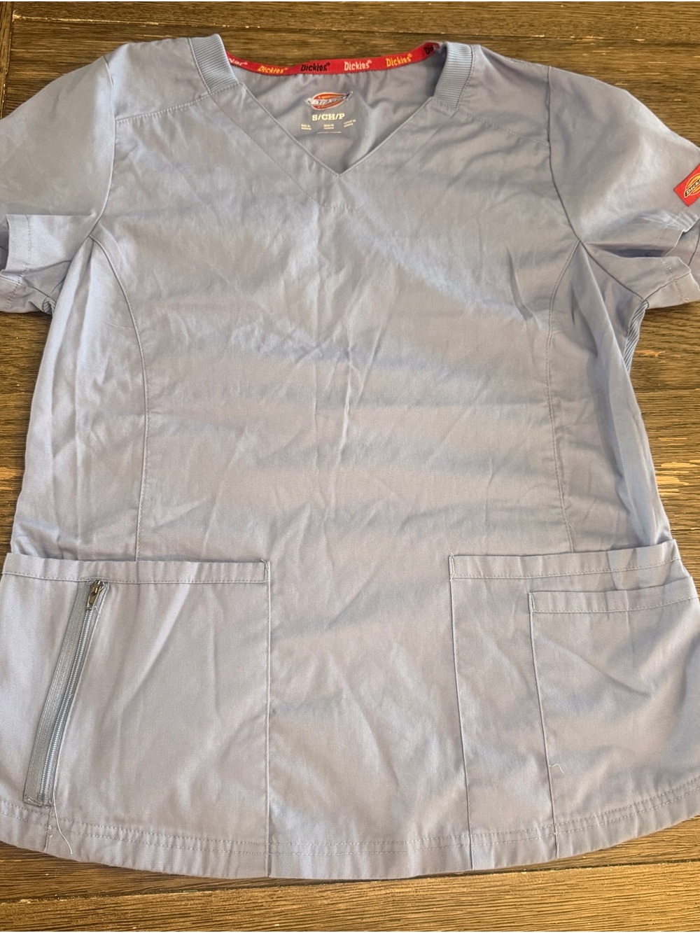 Dickies Kids Light Blue V-Neck Scrub Top with Front Pockets